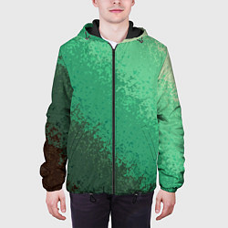 Куртка с капюшоном мужская Градиент текстурный зелёный, цвет: 3D-черный — фото 2
