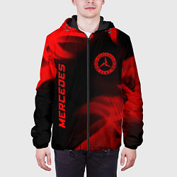 Куртка с капюшоном мужская Mercedes - red gradient вертикально, цвет: 3D-черный — фото 2