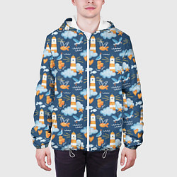 Куртка с капюшоном мужская Маяк в облаках, цвет: 3D-белый — фото 2