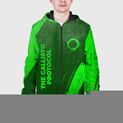 Куртка с капюшоном мужская The Callisto Protocol - green gradient вертикально, цвет: 3D-черный — фото 2