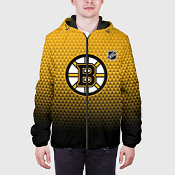 Куртка с капюшоном мужская Бостон Брюинз - геометрический градиент, цвет: 3D-черный — фото 2