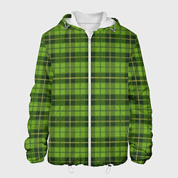 Куртка с капюшоном мужская Зеленый тартан, цвет: 3D-белый