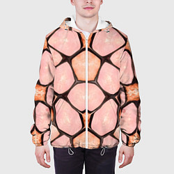 Куртка с капюшоном мужская Розовые пятна жирафа, цвет: 3D-белый — фото 2