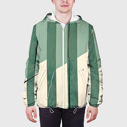 Куртка с капюшоном мужская Зеленые полосы, цвет: 3D-белый — фото 2