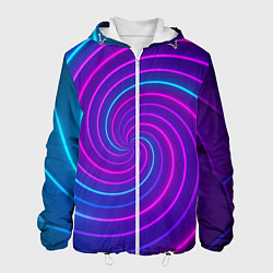 Куртка с капюшоном мужская Сине-фиолетовая спираль, цвет: 3D-белый