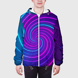 Куртка с капюшоном мужская Сине-фиолетовая спираль, цвет: 3D-белый — фото 2