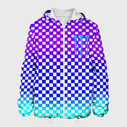Куртка с капюшоном мужская Monster шахматная клетка градиент, цвет: 3D-белый