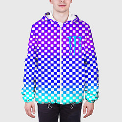 Куртка с капюшоном мужская Monster шахматная клетка градиент, цвет: 3D-белый — фото 2