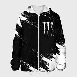 Куртка с капюшоном мужская Monster energy краски штрихи белые, цвет: 3D-белый