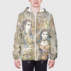 Куртка с капюшоном мужская Девушки стимпанк, цвет: 3D-белый — фото 2