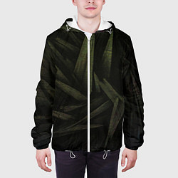 Куртка с капюшоном мужская Абстракция - green triangles, цвет: 3D-белый — фото 2