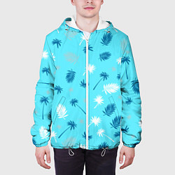 Куртка с капюшоном мужская Текстура голубой гавайской рубашки, цвет: 3D-белый — фото 2