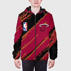 Куртка с капюшоном мужская Майами Хит - цвета команды, цвет: 3D-черный — фото 2