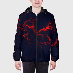 Куртка с капюшоном мужская Lightning red glow, цвет: 3D-черный — фото 2