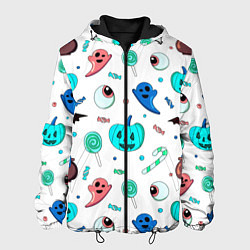 Куртка с капюшоном мужская Halloween light blue pumpkin, цвет: 3D-черный