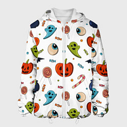 Куртка с капюшоном мужская Halloween pumpkin show, цвет: 3D-белый