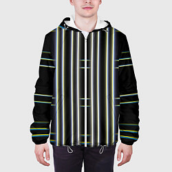 Куртка с капюшоном мужская Neon yellow blue white, цвет: 3D-белый — фото 2