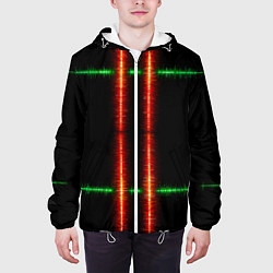 Куртка с капюшоном мужская Color black green red lines, цвет: 3D-белый — фото 2