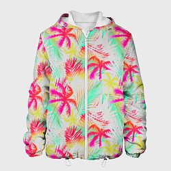 Куртка с капюшоном мужская Palm yellow pink, цвет: 3D-белый