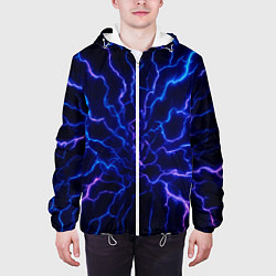 Куртка с капюшоном мужская Разряд молнии текстура, цвет: 3D-белый — фото 2