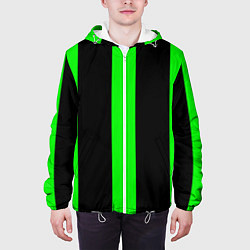 Куртка с капюшоном мужская Color green black lines, цвет: 3D-белый — фото 2