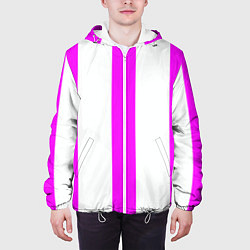 Куртка с капюшоном мужская Color white pink lines, цвет: 3D-белый — фото 2