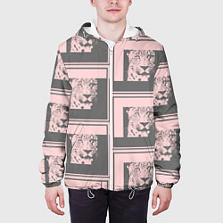 Куртка с капюшоном мужская Леопард в рамке, цвет: 3D-белый — фото 2