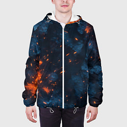 Куртка с капюшоном мужская Синий камуфляж с искрами, цвет: 3D-белый — фото 2