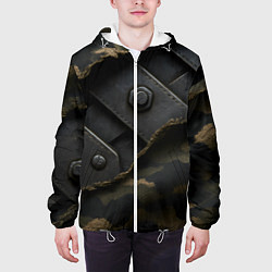 Куртка с капюшоном мужская Порванная камуфляжная ткань с металлом, цвет: 3D-белый — фото 2