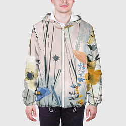 Куртка с капюшоном мужская Цветы полевые, цвет: 3D-белый — фото 2
