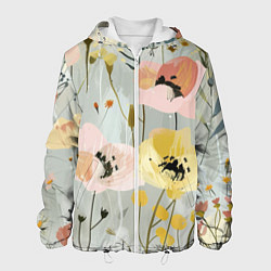 Куртка с капюшоном мужская Цветы и цветочки, цвет: 3D-белый
