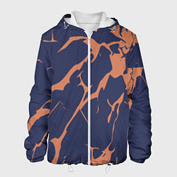 Куртка с капюшоном мужская Разломы на синем, цвет: 3D-белый