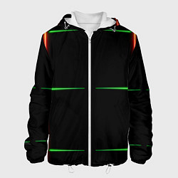 Куртка с капюшоном мужская Color black green orange stripes, цвет: 3D-белый