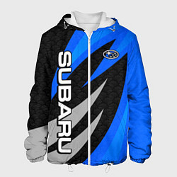Куртка с капюшоном мужская Subaru - синий, цвет: 3D-белый