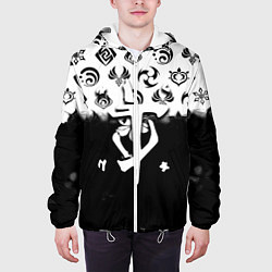 Куртка с капюшоном мужская Doom черно белые аниме, цвет: 3D-белый — фото 2