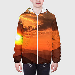 Куртка с капюшоном мужская Закат на перевале актопрак, цвет: 3D-белый — фото 2
