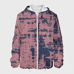 Куртка с капюшоном мужская Текстура с потертостями сине-розовая, цвет: 3D-белый