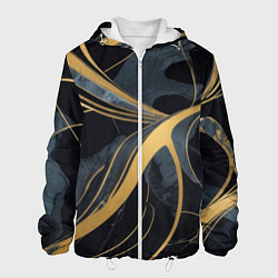 Куртка с капюшоном мужская Мраморный узор с золотыми полосками, цвет: 3D-белый