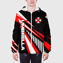 Куртка с капюшоном мужская Красный спортивный - Umbrella, цвет: 3D-белый — фото 2