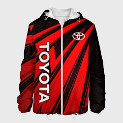 Куртка с капюшоном мужская Тойота - красные полосы, цвет: 3D-белый