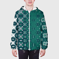 Куртка с капюшоном мужская Изумрудные узоры, цвет: 3D-белый — фото 2