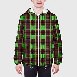 Куртка с капюшоном мужская Neon color black and green stripes, цвет: 3D-белый — фото 2