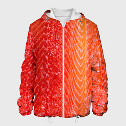 Куртка с капюшоном мужская Лосось филе текстура, цвет: 3D-белый