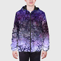 Куртка с капюшоном мужская Абстракция - black cobweb on a blue-violet backgro, цвет: 3D-черный — фото 2
