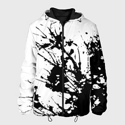 Куртка с капюшоном мужская Чёрная взрывная краска на белом, цвет: 3D-черный