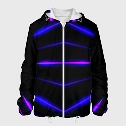 Куртка с капюшоном мужская Color black neon stripes, цвет: 3D-белый