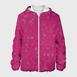 Куртка с капюшоном мужская Color pink brown squares, цвет: 3D-белый