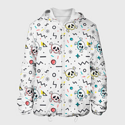 Куртка с капюшоном мужская Паттерн с черепами и геометрическими фигурами на Х, цвет: 3D-белый