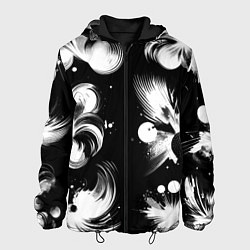 Куртка с капюшоном мужская Чёрно-белый абстрактный паттерн, цвет: 3D-черный