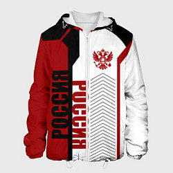 Куртка с капюшоном мужская Россия герб РФ, цвет: 3D-белый